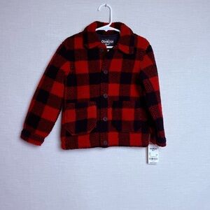 OshKosh B’gosh Red Buffalo Plaid Sherpa Jacket – Toddler 3T, NWT